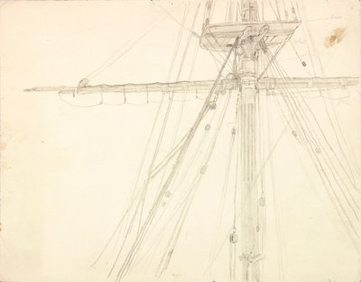 紙にマストとリギング鉛筆の詳細 作： Charles Napier Hemy