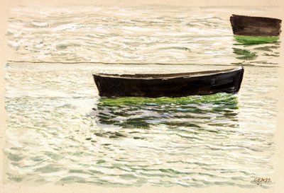 ディンギー（ボディカラー（茶色）と水彩紙） 作： Charles Napier Hemy
