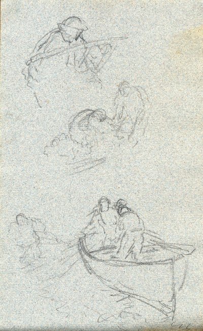 スケッチブック（チョーク（白）と紙に鉛筆） 作： Charles Napier Hemy