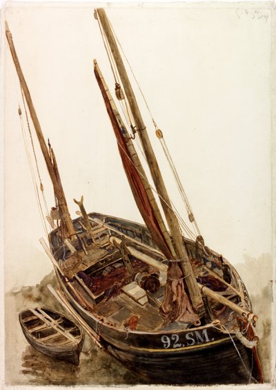 漁船とディンギーの研究（ボディカラー） 作： Charles Napier Hemy