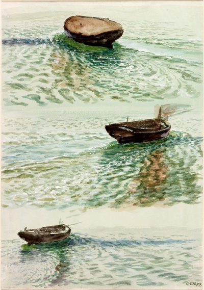 3つのディンギー（ボディカラーと水彩紙） 作： Charles Napier Hemy