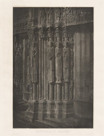 Planche XIII - Cathédrale de Chartres, Statues Colonnes de la Porte Centrale du Portail Royal (Plate XIII - Chartres Cathedral, Statue Colonnes in the Central Door of the Royal Entrance),1855, printed 1982 (写真) 作： チャールズ・ネグレ