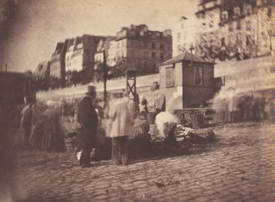 1852 年 2 月以前の ... の港でのパリのマーケット シーン。 作： Charles Nègre