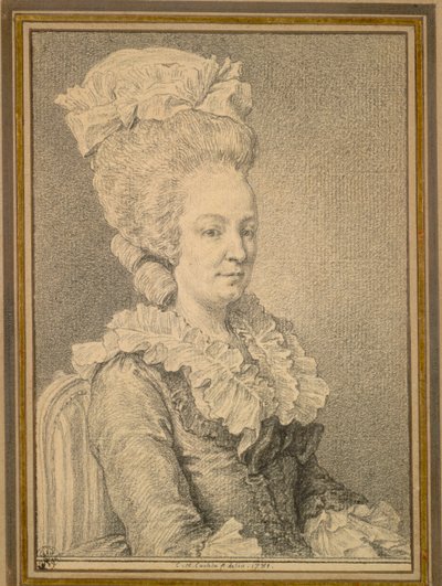 座っている女性の半身像 作： Charles Nicolas Cochin