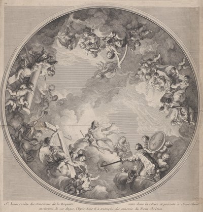 天井のデザインの後、キリストに剣を差し出すセントルイス、1755-90年。 作： Charles Nicolas Cochin