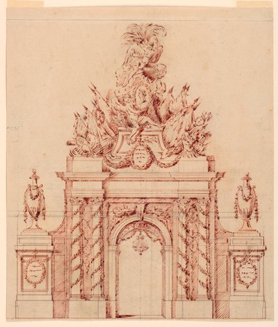 皇太子の総督であったフランスの将軍を称える塗装装飾のデザイン 作： Charles Nicolas Cochin the younger