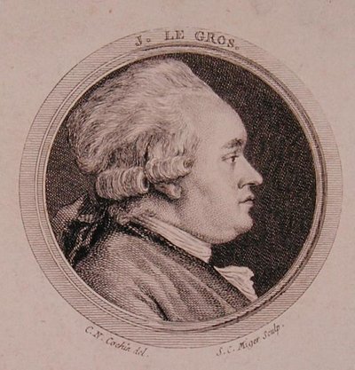 シモン・シャルル・ミガー（1736-1820）が彫ったジョセフ・ル・グロ（1739-93）の肖像（エングレーヴィング 作： Charles Nicolas II (after) Cochin