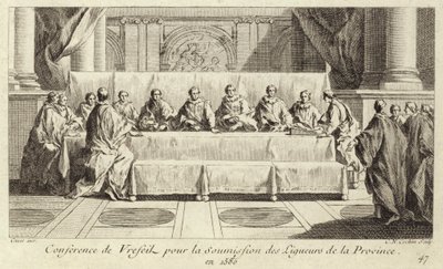 ラングドックのカトリック連盟のメンバーの投稿会議 作： Charles Nicolas II Cochin