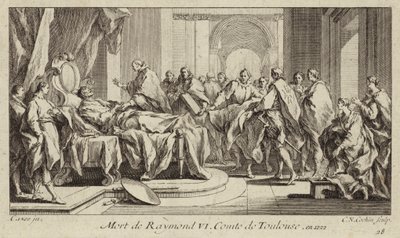 トゥールーズ伯爵レイモン6世の死 作： Charles Nicolas II Cochin