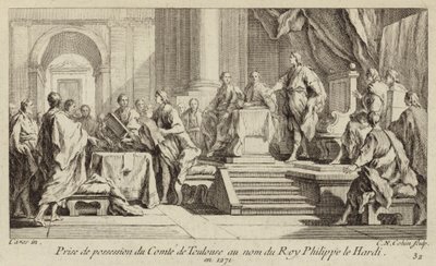 フランス国王フィリップ3世の名において取得したトゥールーズ郡の所有権 作： Charles Nicolas II Cochin