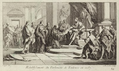 フランス・トゥールーズ議会の再設置 作： Charles Nicolas II Cochin