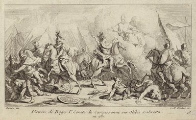 カルカソンヌ伯爵ロジャー1世のオリバ・カブレタに対する勝利（981年）（彫刻 作： Charles Nicolas II Cochin