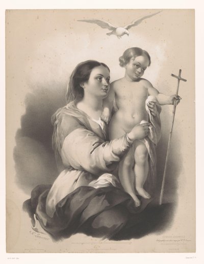 立っている子供を膝の上に乗せたマドンナ La Vierge de Seville (オブジェクトのタイトル) 選抜芸術家研究（連載タイトル） Études choisies (オブジェクトのシリーズ タイトル) 作： Charles Nicolas Lemercier