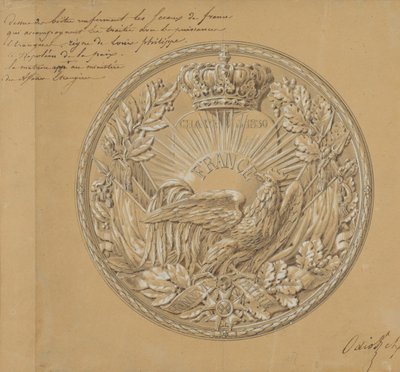 1830年の憲章を記念するメダルのデザイン、1830年。 作： Charles Nicolas Odiot
