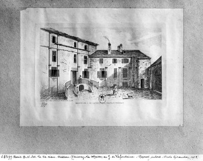 ジャンドラフォンテーヌ（1621-95）の家、シャトーティエリー、1838年 作： Charles Nicolas Ransonnette