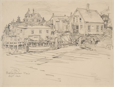 メイン州ブースベイハーバー、1923年（紙にグラファイト） 作： Charles P. Reiffel