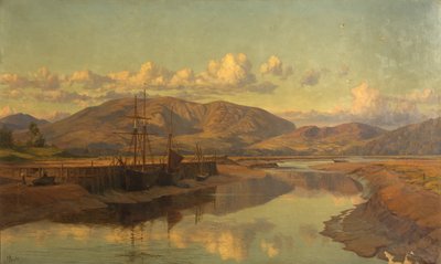 Old Wigtown Quay and Cairnsmuir, c.1890 （油彩・キャンバス 作： Charles Parsons Knight