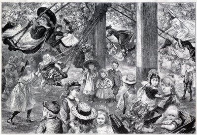 1898年、ロンドンのバタシーパークにある屋外の子供用体育館。 作： Charles Paul Renouard