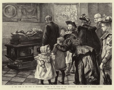 ハルツームの英雄の墓で、ゴードン将軍の死の記念日にセントポールの訪問者 作： Charles Paul Renouard