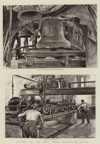 ビッグベンとウェストミンスター宮殿の時計塔 作： Charles Paul Renouard