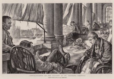 セントトーマス病院のバルコニーにいる回復期の患者 作： Charles Paul Renouard