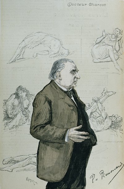 ジャンマルタンシャルコー博士（1825-93年）とヒステリック、1887年8月の「La Revue Illustree」 作： Charles Paul Renouard
