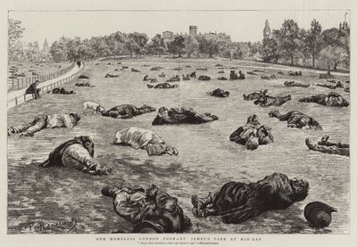 私たちのホームレスロンドン貧乏人、正午のセントジェームズパーク 作： Charles Paul Renouard