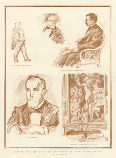 ルベー大統領の休暇中のランブイエでの生活からのスケッチ 作： Charles Paul Renouard