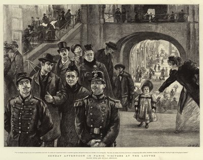 パリの日曜日の午後、ルーブル美術館の訪問者 作： Charles Paul Renouard