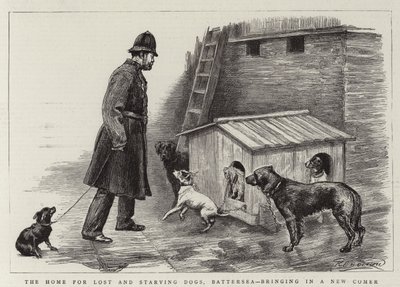 迷子の犬と飢えた犬の家、バターシー、新参者を連れて来る 作： Charles Paul Renouard