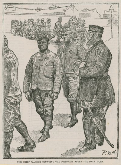 一日の仕事の後で囚人を数えるチーフウォーダー 作： Charles Paul Renouard