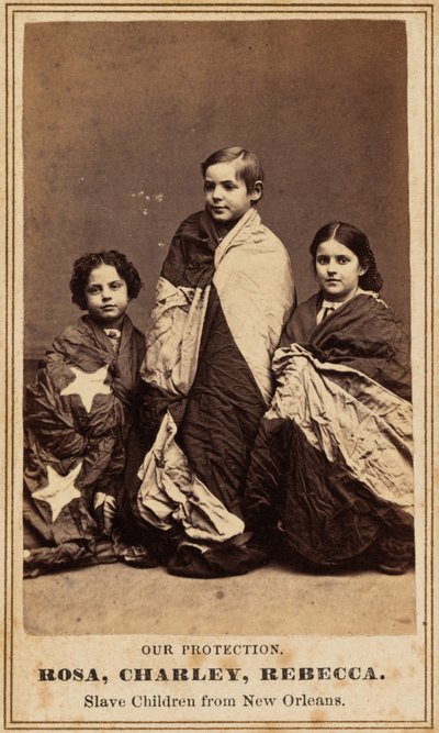 私たちの保護ローザ、チャーリー、レベッカ。ニューオーリンズから来た奴隷の子供たち,1864（写真） 作： Charles Paxson