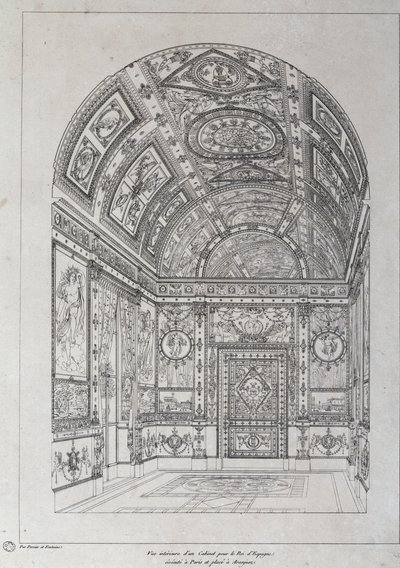 パリのスペイン王のための書斎の内部 作： Charles Percier
