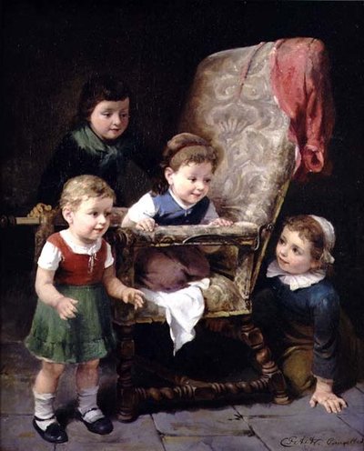 椅子を囲んで遊ぶ子供たち 作： Charles Petit