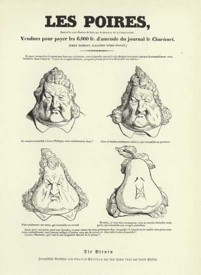 フランスのルイフィリップ1世の似顔絵 作： Charles Philipon