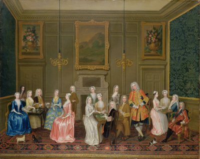 セントジェームズ邸、ハリントン卿の家でのお茶会 作： Charles Phillips