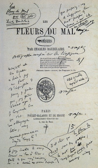 シャルル・ボードレールが注釈をつけた「悪の華」から描くのが良い 作： Charles Pierre Baudelaire