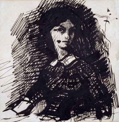 19世紀半ばのジャンヌデュヴァルの肖像 作： Charles Pierre Baudelaire