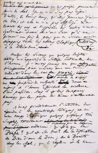 Les Fleurs du Mal」第2版の序文のためのプロジェクト（紙にペンとインク 作： Charles Pierre Baudelaire