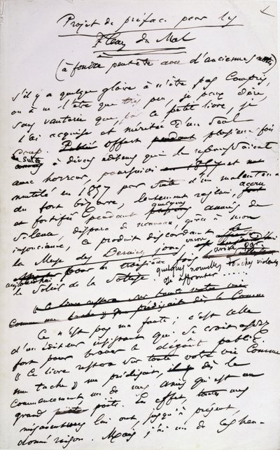 les Fleurs du Mal」第2版の序文のためのプロジェクト（紙にペンとインク 作： Charles Pierre Baudelaire