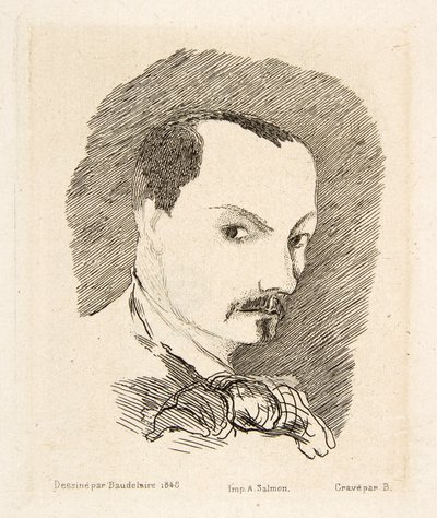 シャルル・ボードレールの自画像、パブ。1869年（銅版画 作： Charles Pierre Baudelaire