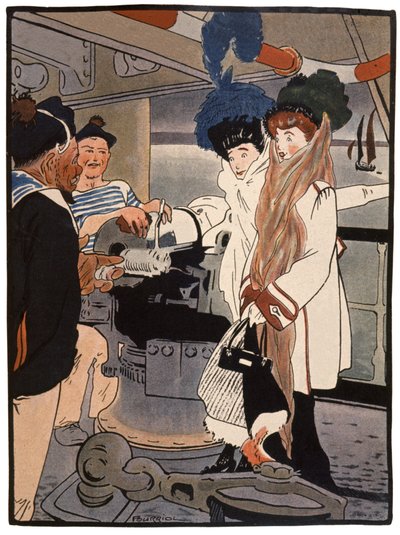 軍艦、1900年頃（版画） 作： Charles Pourriol