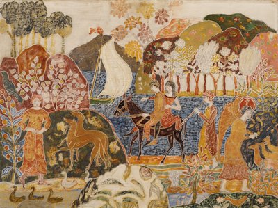 ラバに乗った 2 人の人物 作： Charles Prendergast