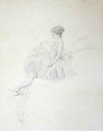 百合の花の上の妖精（シルバーポイント） 作： Charles Prosper Sainton