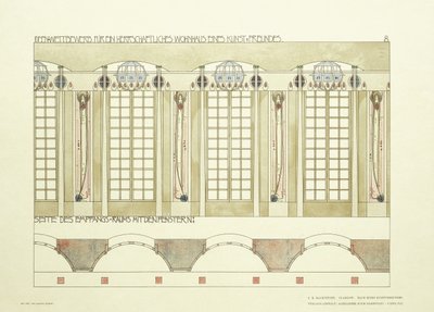 レセプションと音楽室、1901年頃（カラーリトグラフ） 作： Charles Rennie (after) Mackintosh