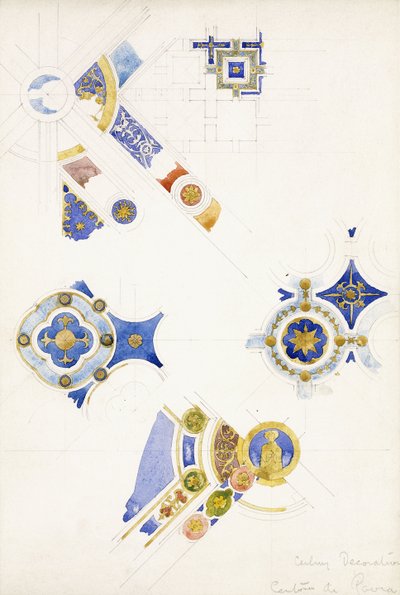 Certosa di Pavia、天井装飾の研究、1891年 作： Charles Rennie Mackintosh