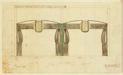グラスゴー展示会で使用されたフランシス・スミスの展示スタンドのデザイン、1901年の立面図 作： Charles Rennie Mackintosh