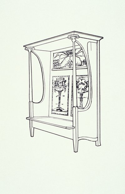 家具の線画（食器棚）、1910年頃（紙にインク） 作： Charles Rennie Mackintosh