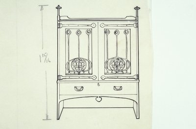 家具の線画（化粧台）、1910年頃（紙にインク） 作： Charles Rennie Mackintosh