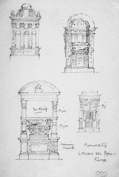 記念碑、S。マリアデルポポロ、ローマ、1891年 作： Charles Rennie Mackintosh